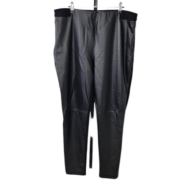 Betabrand Womens Faux Leather Front Stretch Pull On Pants, Black, Size 2XL LONG - Picture 1 of 9